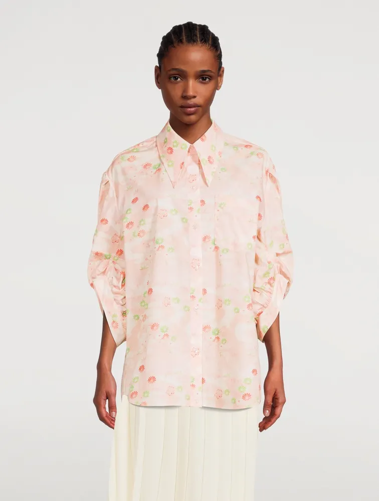 Signature Sleeve Cotton Boy Shirt Floral Print