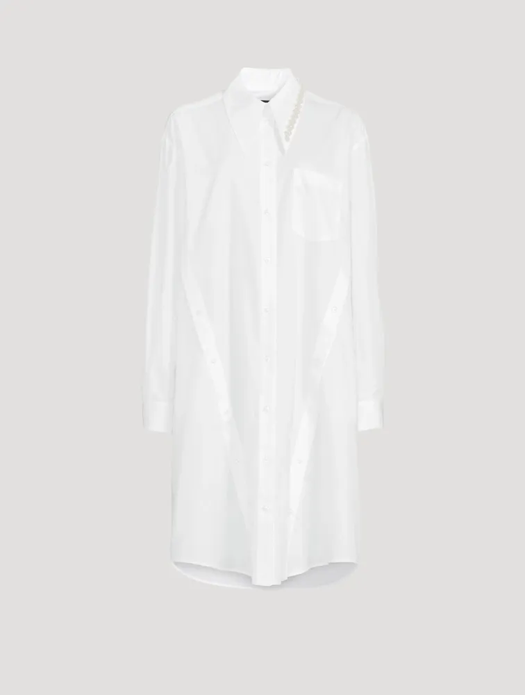 Oversized Midi Shirt Dress With Button Placket Detail