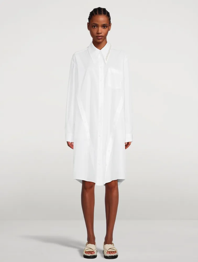 Oversized Midi Shirt Dress With Button Placket Detail