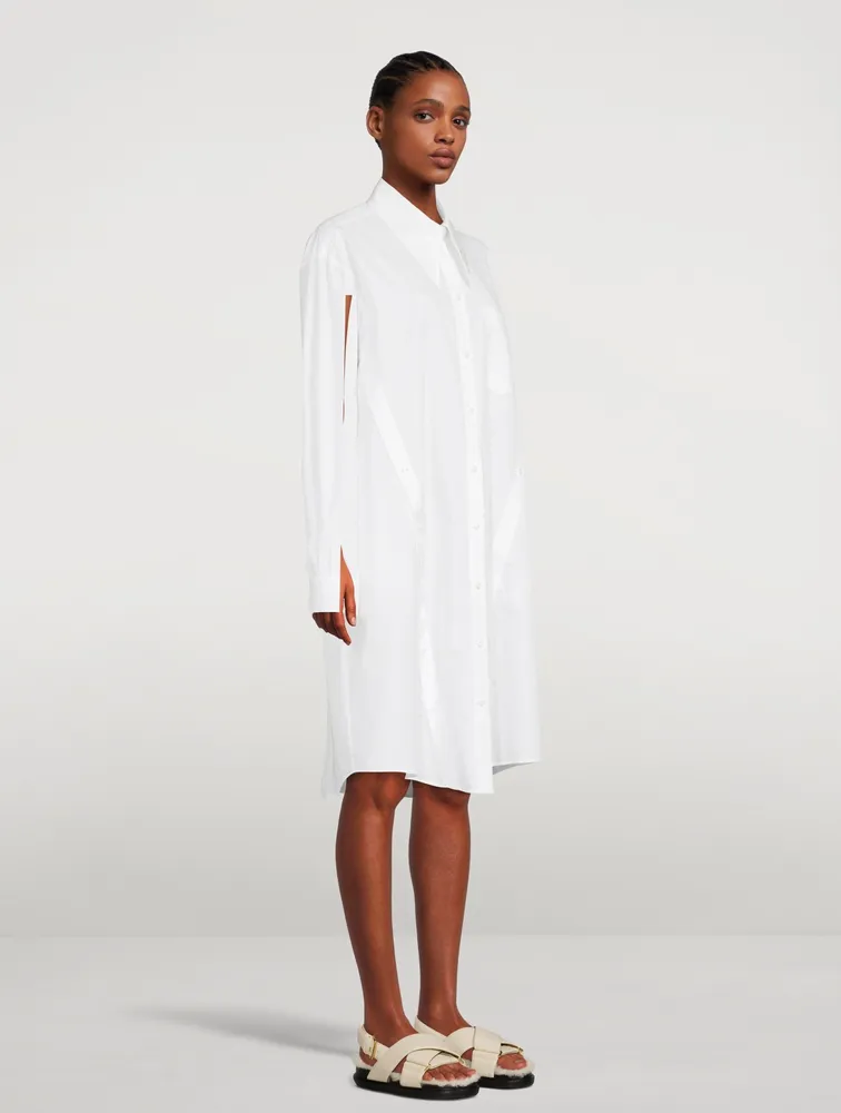 Oversized Midi Shirt Dress With Button Placket Detail