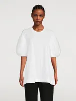 Embellished A-Line T-Shirt With Tulle Overlay