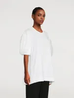 Embellished A-Line T-Shirt With Tulle Overlay