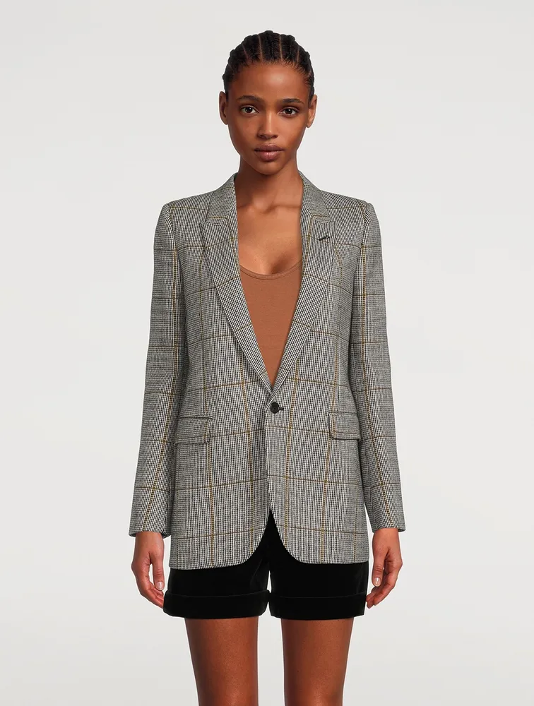 Virgin Wool Blazer Check Print