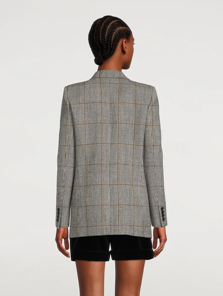 Virgin Wool Blazer Check Print