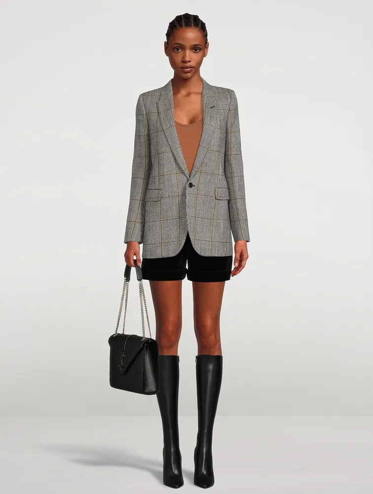 Virgin Wool Blazer Check Print