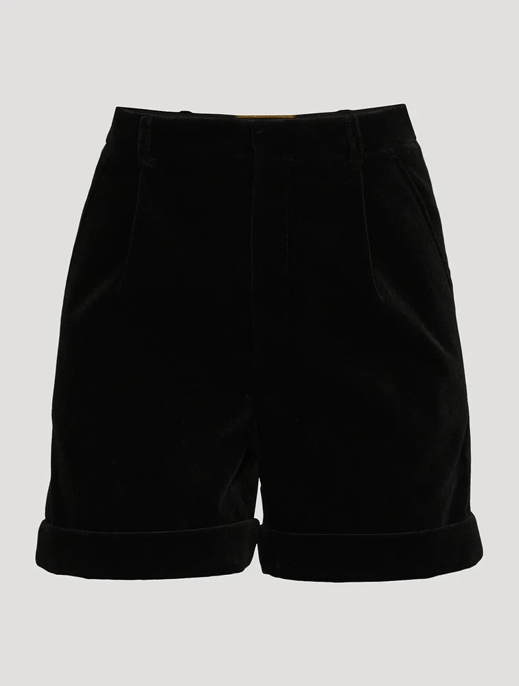 Pleated Velvet Shorts
