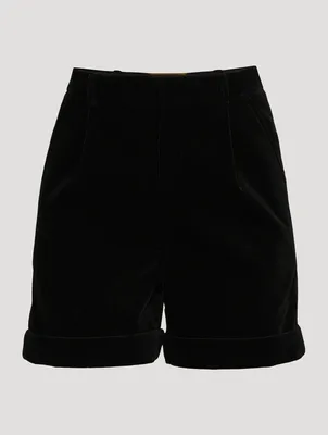 Pleated Velvet Shorts