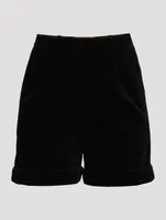 Pleated Velvet Shorts