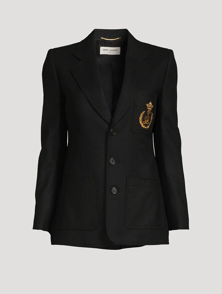 Virgin Wool Blazer With Crest