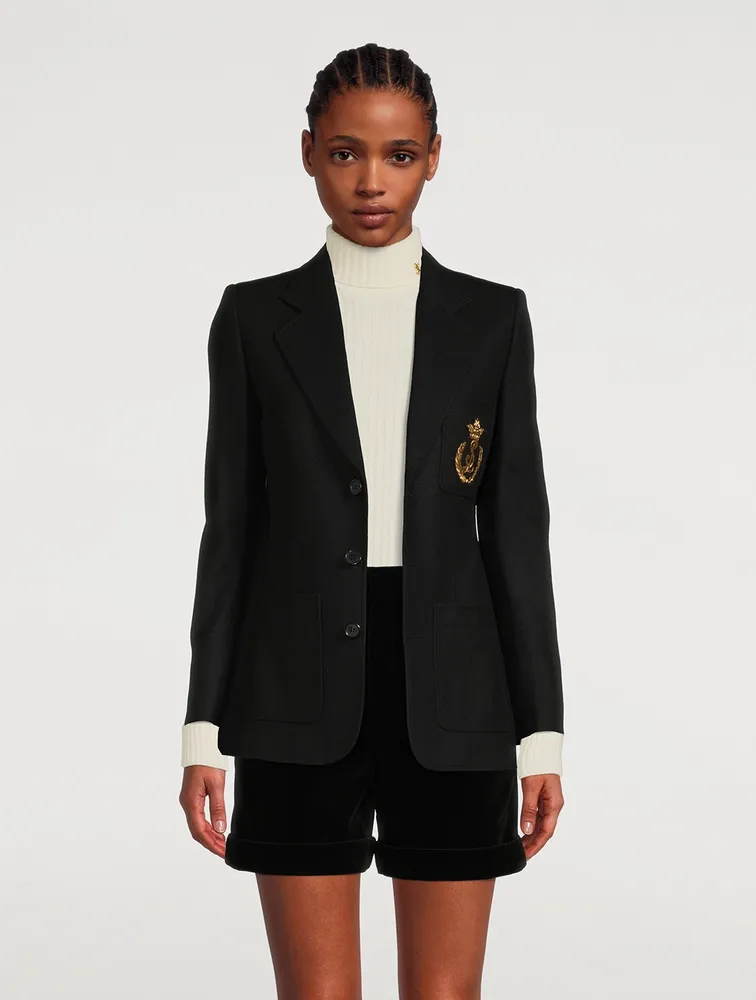 Virgin Wool Blazer With Crest