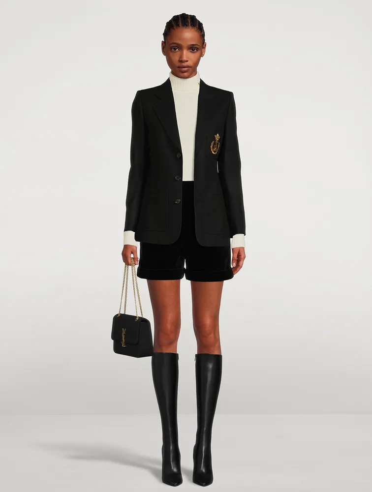 Virgin Wool Blazer With Crest