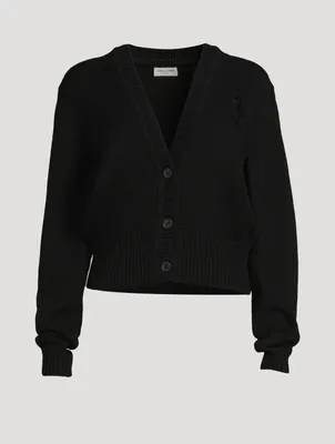 Cashmere Cardigan With Monogram Embroidery