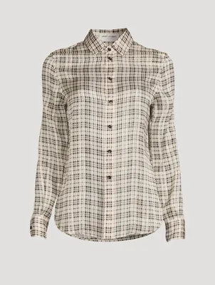 Silk Lurex Shirt Check Print