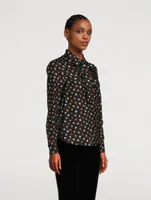 Cotton Tie-Neck Blouse Floral Print