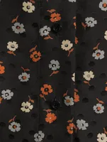 Cotton Tie-Neck Blouse Floral Print