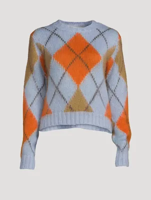 Wool And Mohair Argyle Knit Sweater