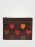 Heart-Embossed Leather Card Case