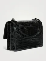 Medium Sunset YSL Monogram Croc-Embossed Leather Bag