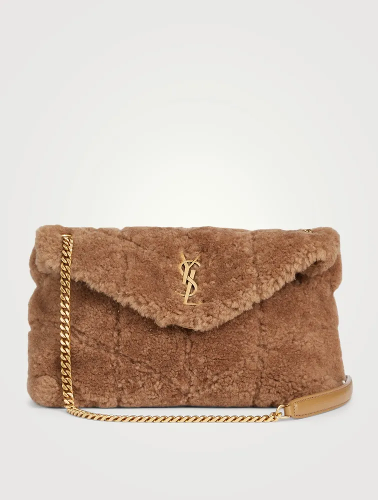 Small Loulou Puffer YSL Monogram Shearling Chain Bag