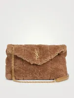 Small Loulou Puffer YSL Monogram Shearling Chain Bag