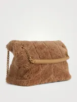 Small Loulou Puffer YSL Monogram Shearling Chain Bag