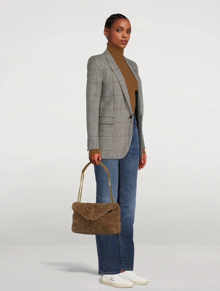 Small Loulou Puffer YSL Monogram Shearling Chain Bag