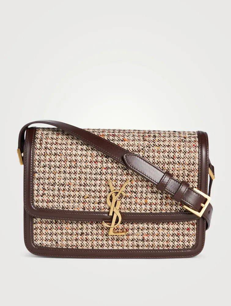 Medium Solferino YSL Monogram Tweed Crossbody Bag