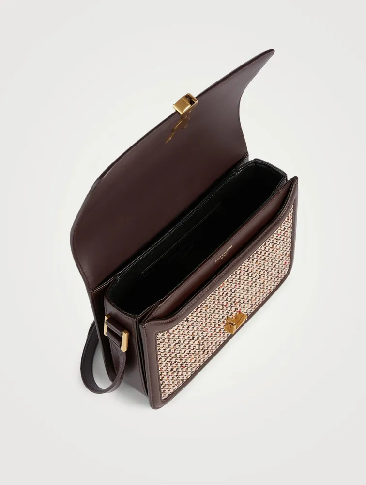 Medium Solferino YSL Monogram Tweed Crossbody Bag