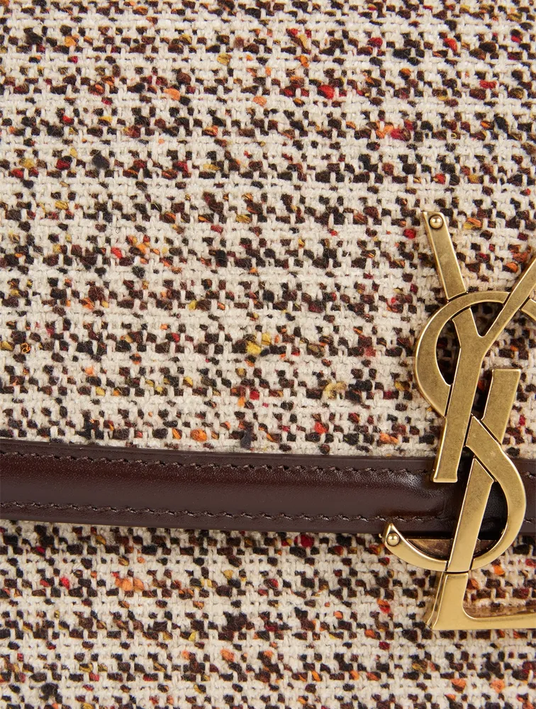 Medium Solferino YSL Monogram Tweed Crossbody Bag