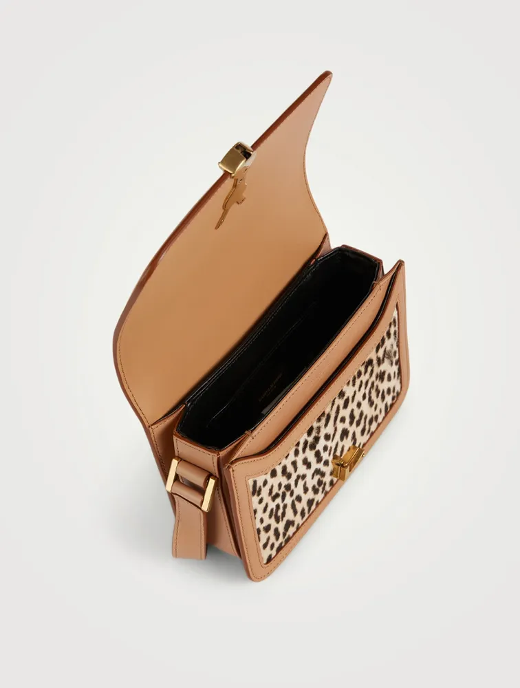 Small Solferino YSL Monogram Leather Crossbody Bag In Leopard Print