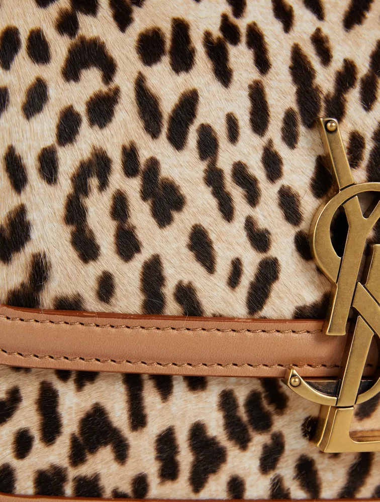 Small Solferino YSL Monogram Leather Crossbody Bag In Leopard Print
