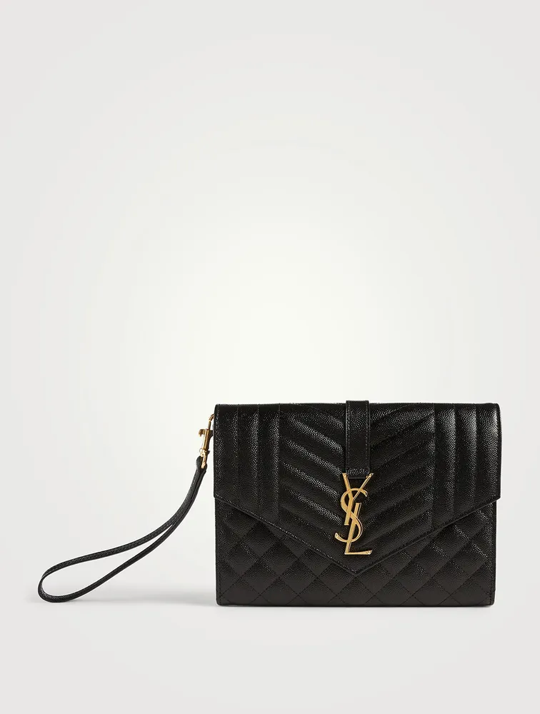 YSL Monogram Leather Wristlet