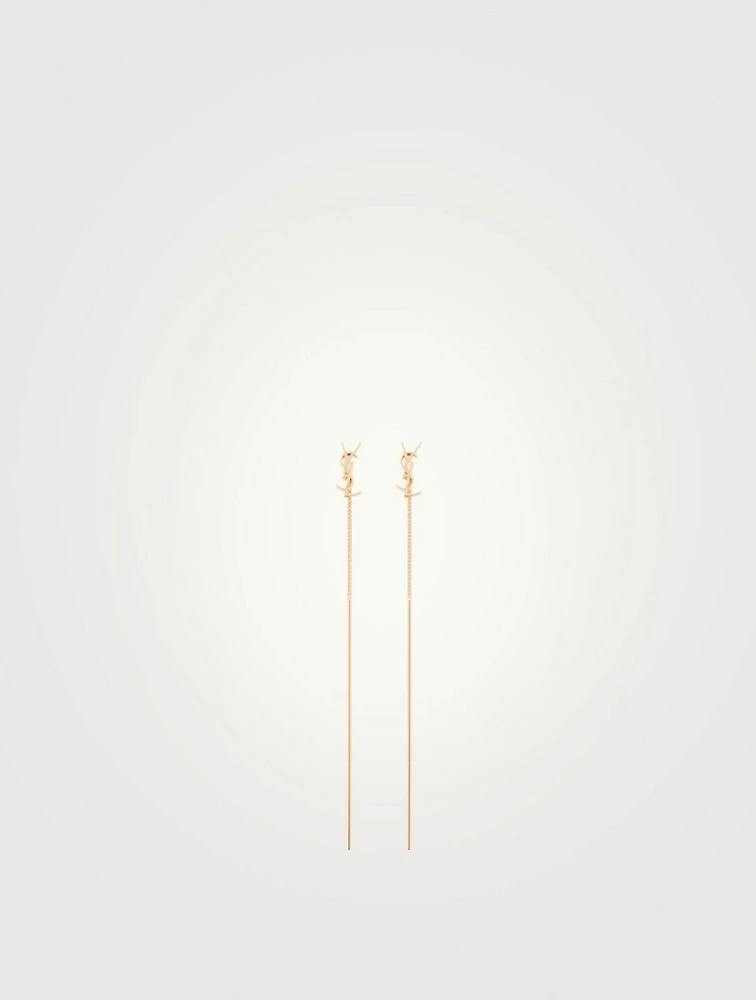 Cassandre YSL Monogram Long Bar Earrings