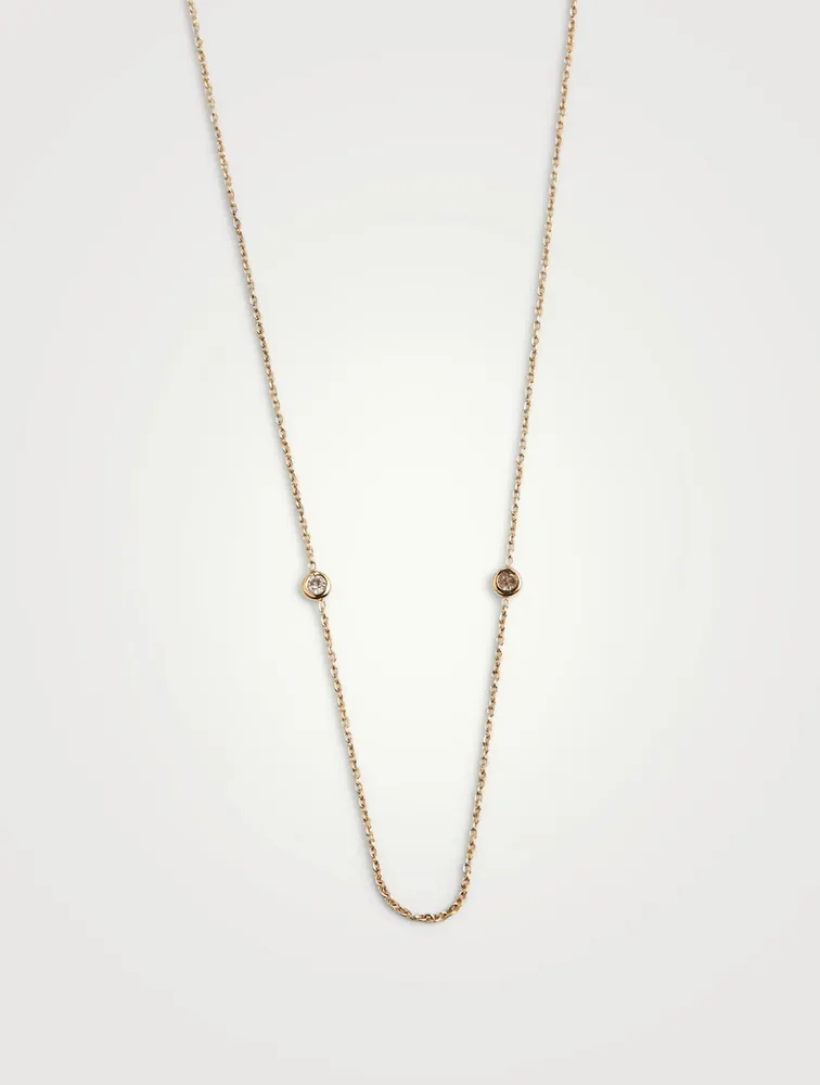 Six Diamond Bezel 10K Gold Chain Necklace