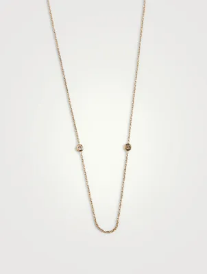Six Diamond Bezel 10K Gold Chain Necklace