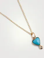 Turquoise Byrdie Heart 10K Gold Chain Necklace