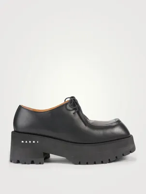 Leather Platform Lace-Up Shoes