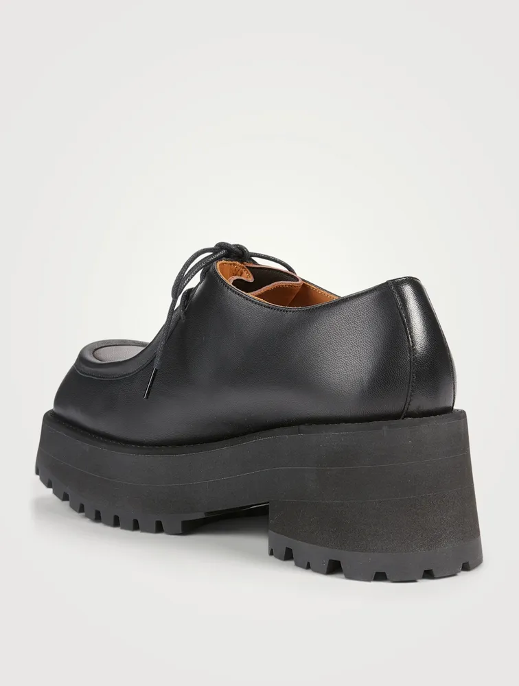 Leather Platform Lace-Up Shoes
