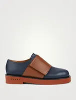 Leather Hook-And-Loop Shoes