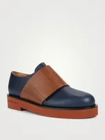 Leather Hook-And-Loop Shoes