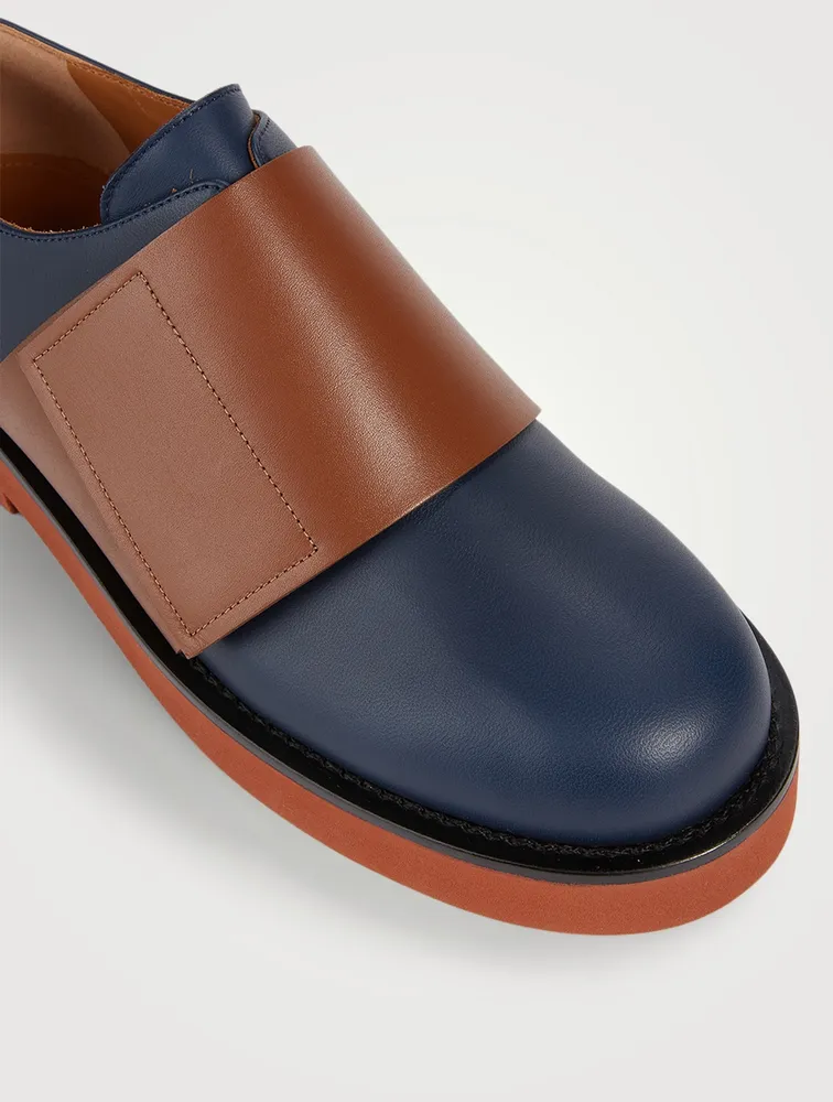Leather Hook-And-Loop Shoes