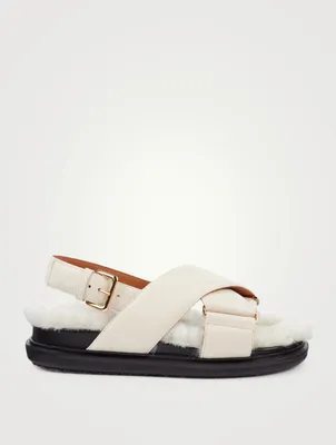 Fussbett Leather And Shearling Slingback Sandals