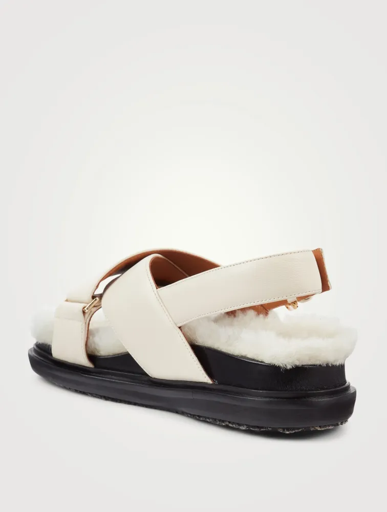 Fussbett Leather And Shearling Slingback Sandals