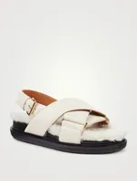 Fussbett Leather And Shearling Slingback Sandals