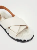 Fussbett Leather And Shearling Slingback Sandals