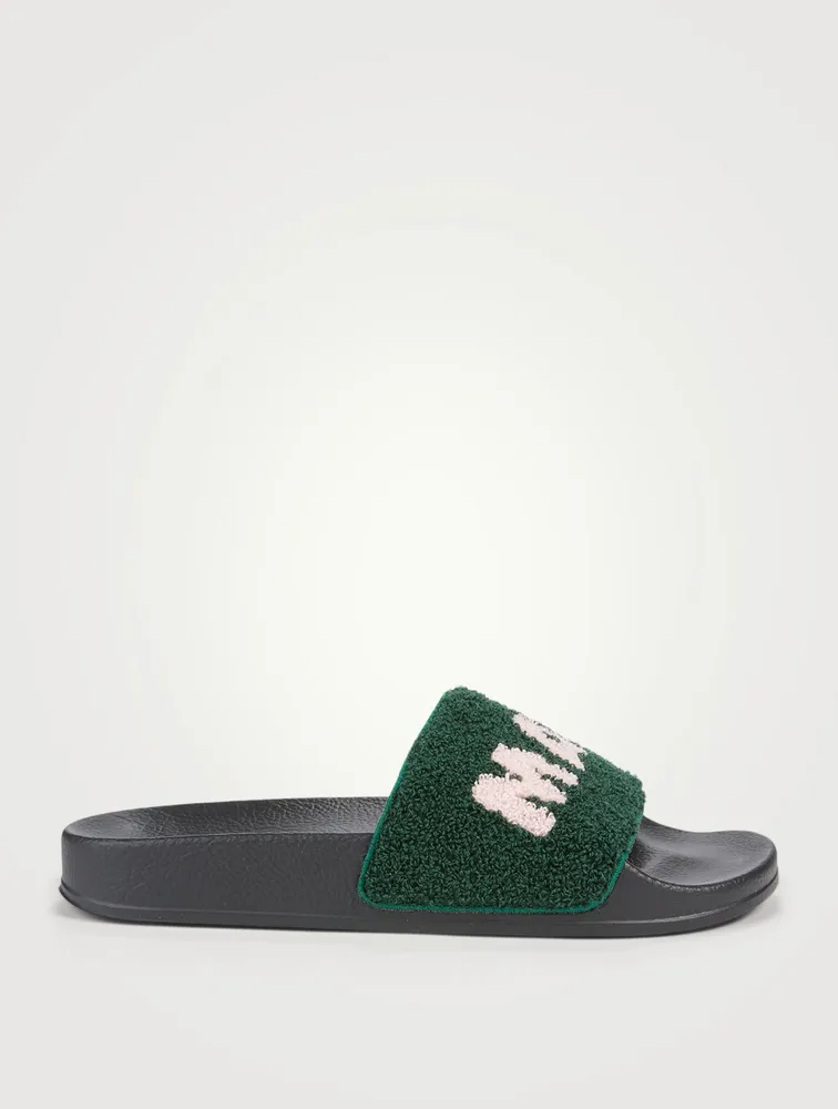 Terry Cloth And Rubber Pool Slide Sandals