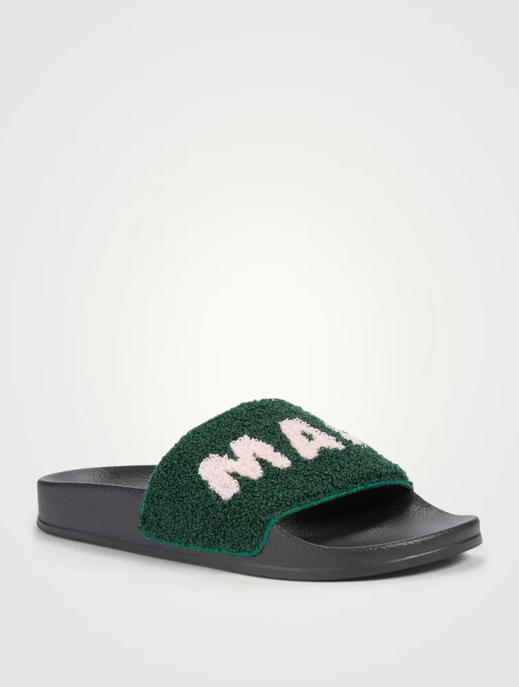 Terry Cloth And Rubber Pool Slide Sandals