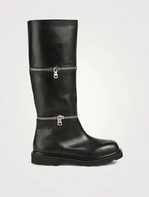 Zip-Off Leather Moto Boots