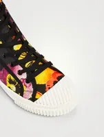 Cotton High-Top Sneakers Pansy Print