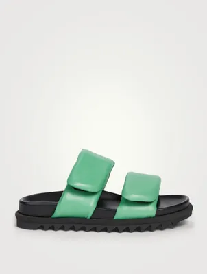 Padded Leather Slide Sandals